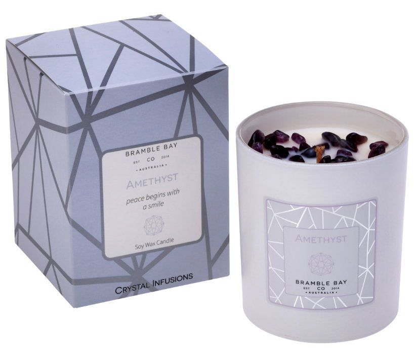 Crystal Infusions Candle - Amethyst 300g - Bramble Bay Soy Wax