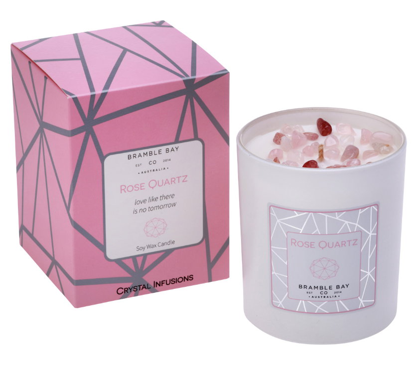 Crystal Infusions Candle - Rose Quartz 300g - Bramble Bay Soy Wa