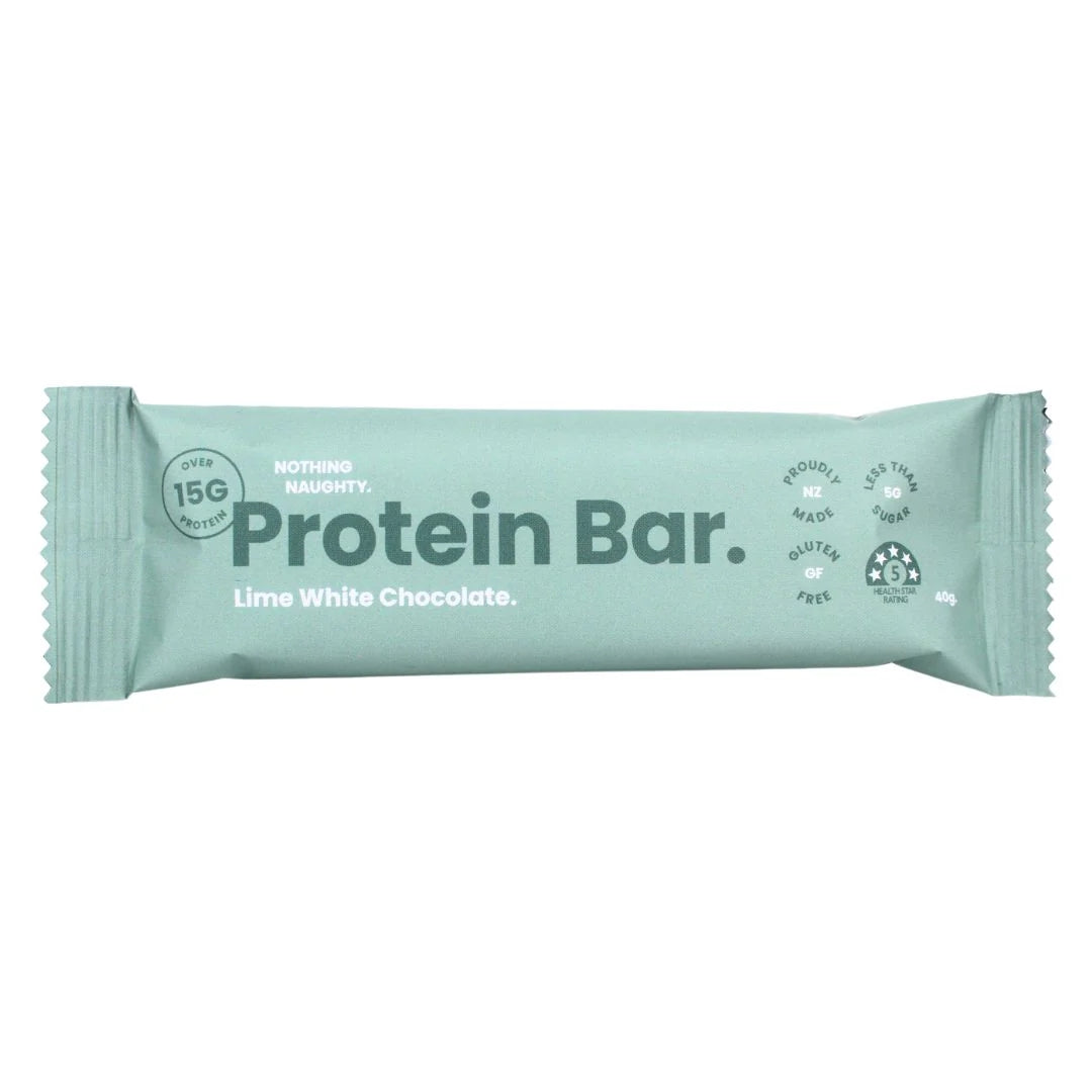 Nothing Naughty Whey Protein Bar - Lime White Chocolate 40g