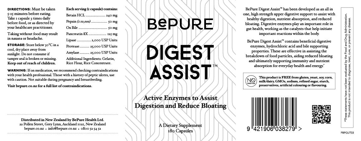 BePURE - Digest Assist 180's (60 day supply)