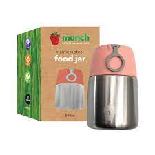 Munch Stainless Steel Food Jar 500mL - Pink or Blue Lid